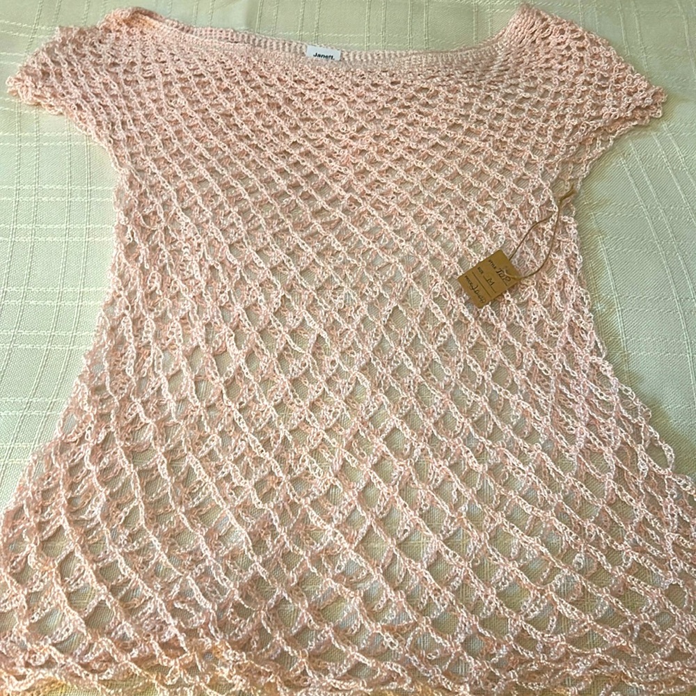 Crochet Summer top color rose size medium hand made.